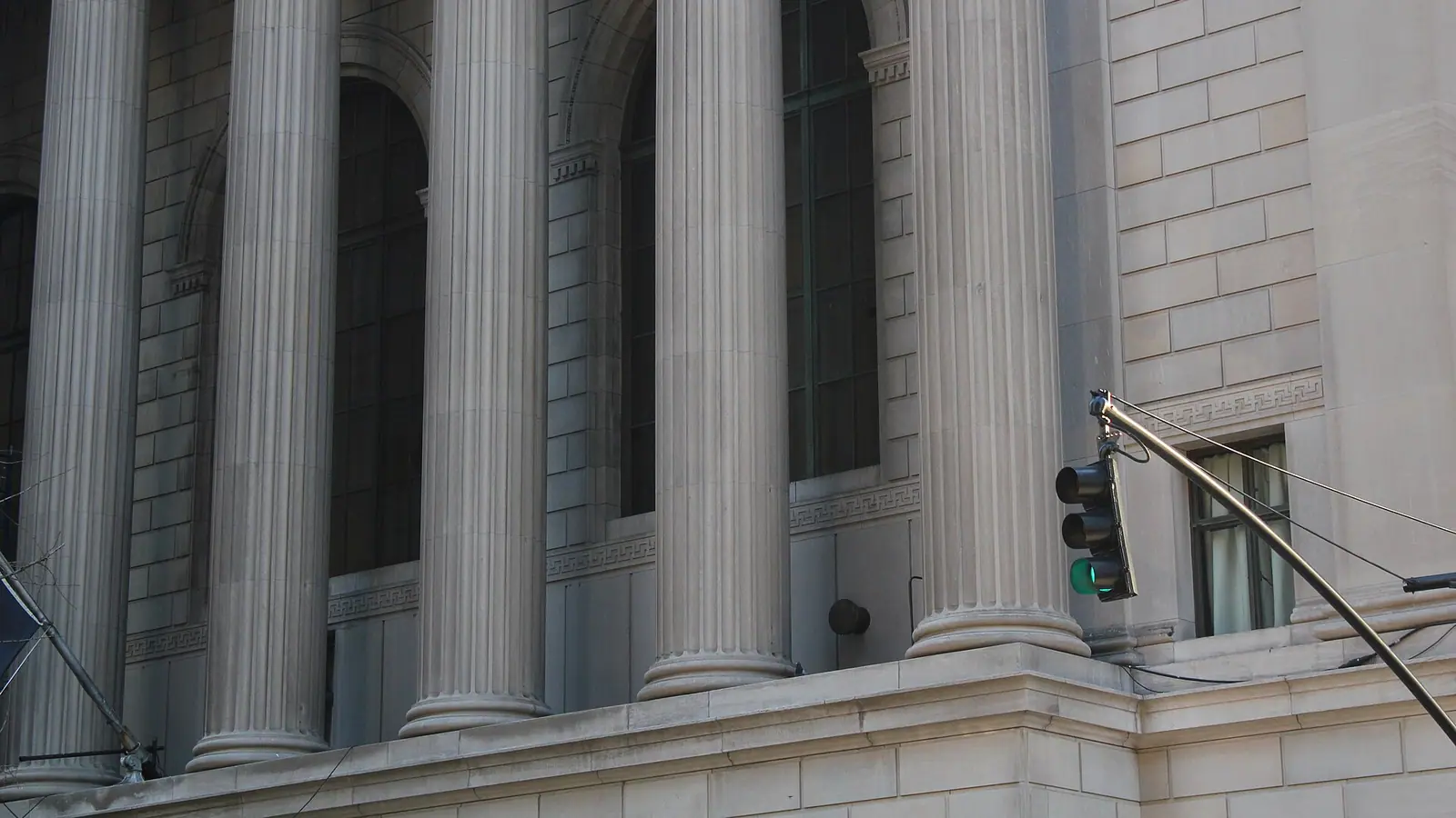 The Broadway facade of the Greenwich Savings Bank Building (now the Haier Building) in Manhattan, New York, seen in.